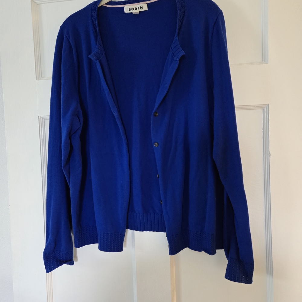Boden Lightweight Royal Blue Button-Front Cardigan